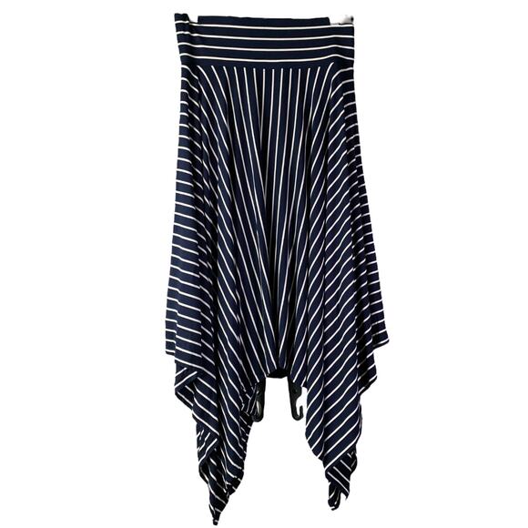 CAbi #5183 Skirt Womens S Navy Blue White Asymmetrical Stripe 4" Waistband Twirl - Picture 1 of 7